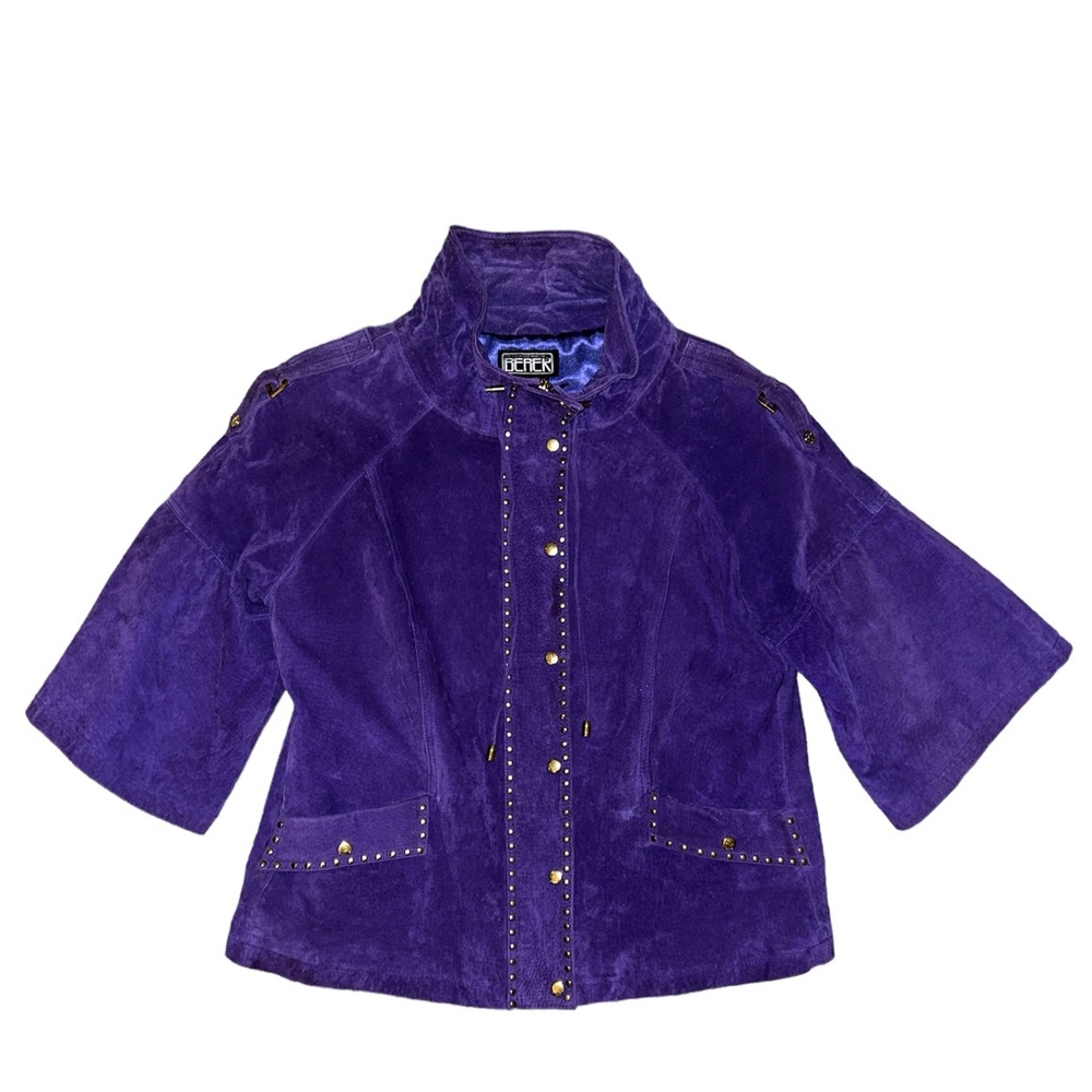 Vintage 80’s/90’s Berek2 Purple Suede Gold Studded Full Zip Lined Jacket boho